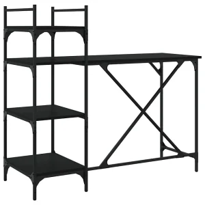 Computerbureau met schappen 120x47x109 cm zwart Computerbureau met schappen 120x47x109 cm zwart