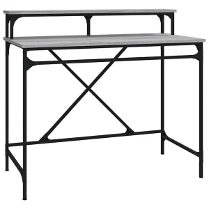Bureau 100x50x90 cm bewerkt hout en ijzer grijs sonoma eiken