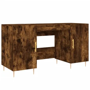 Bureau 140x50x75 cm bewerkt hout gerookt eikenkleurig