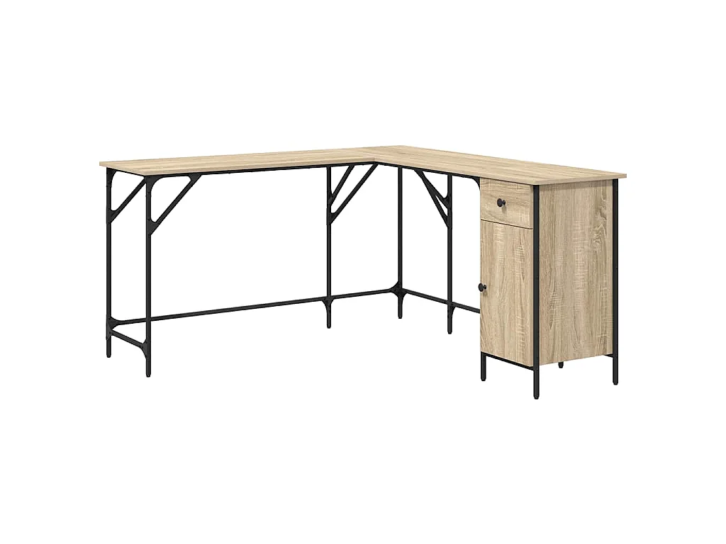 Bureau 141x141x75 cm bewerkt hout sonoma eikenkleurig