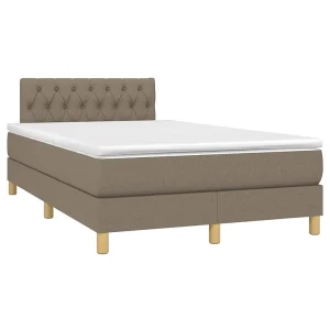 Boxspring met matras stof taupe 120×190 cm Boxspring met matras stof taupe 120×190 cm