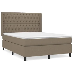 Boxspring met matras stof taupe 140×200 cm Boxspring met matras stof taupe 140×200 cm