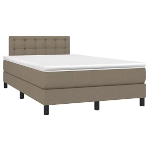 Boxspring met matras stof taupe 120×190 cm