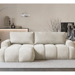 Converteerbare hoekbank – greige bouclé – linkerkant – OMBO MINI Converteerbare hoekbank – greige bouclé – linkerkant – OMBO MINI