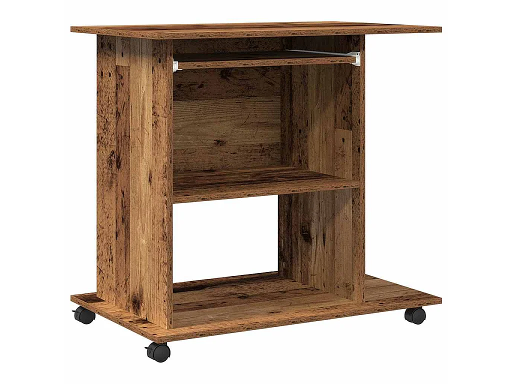 Computerbureau 80x50x75 cm bewerkt hout oud houtkleurig