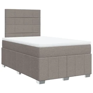 Boxspring met matras stof taupe 120×190 cm