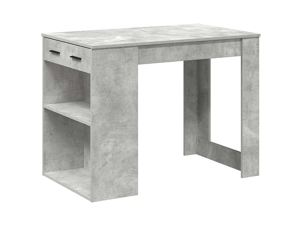 Bureau met lade en plank 102x62x77,5 cm bewerkt hout betongrijs