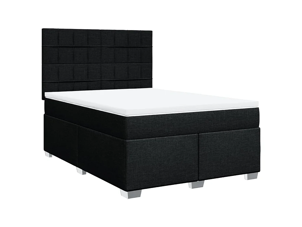 Boxspring met matras stof zwart 140x200 cm