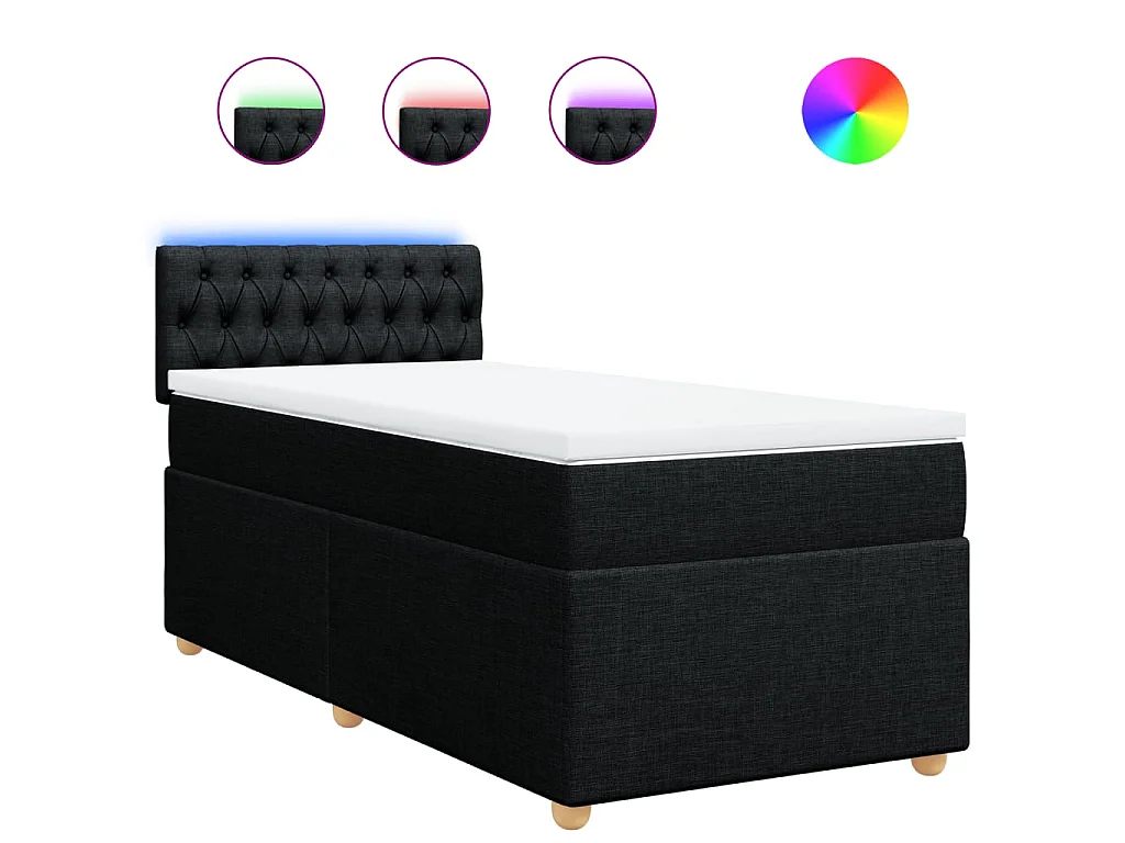 Boxspring met matras stof zwart 100x200 cm