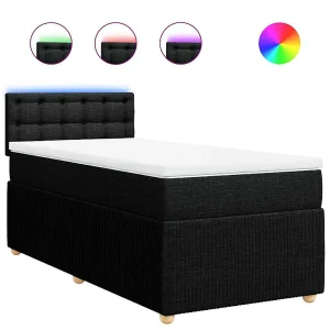 Boxspring met matras stof zwart 80×200 cm Boxspring met matras stof zwart 80×200 cm