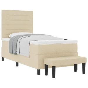 Boxspringbed met hoofdeinde Crème 90 x 200 cm Stof
