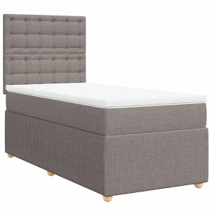 Boxspring met matras stof taupe 90×190 cm Boxspring met matras stof taupe 90×190 cm