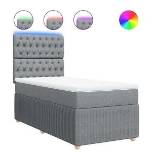 Boxspring met matras stof lichtgrijs 90×200 cm Boxspring met matras stof lichtgrijs 90×200 cm