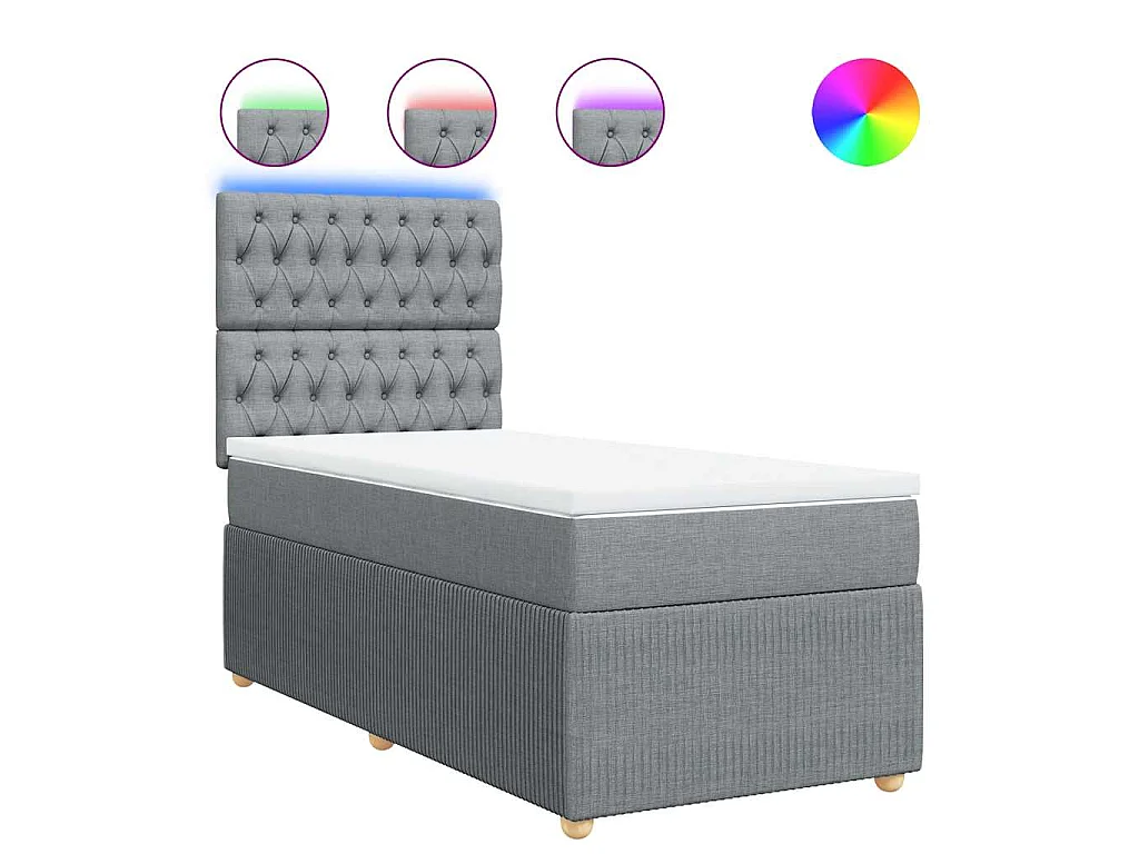 Boxspring met matras stof lichtgrijs 90x200 cm