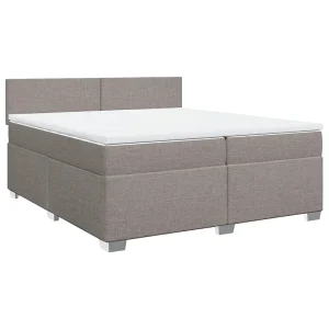 Boxspring met matras stof taupe 200×200 cm