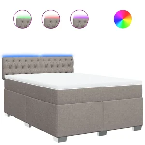 Boxspring met matras stof taupe 140×190 cm