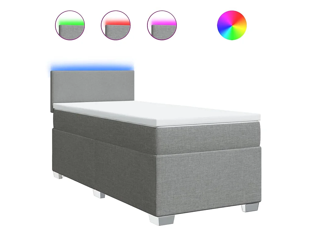 Boxspring met matras stof lichtgrijs 90x200 cm