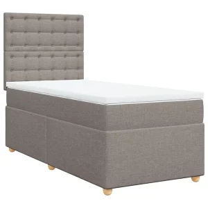 Boxspring met matras stof taupe 90×200 cm
