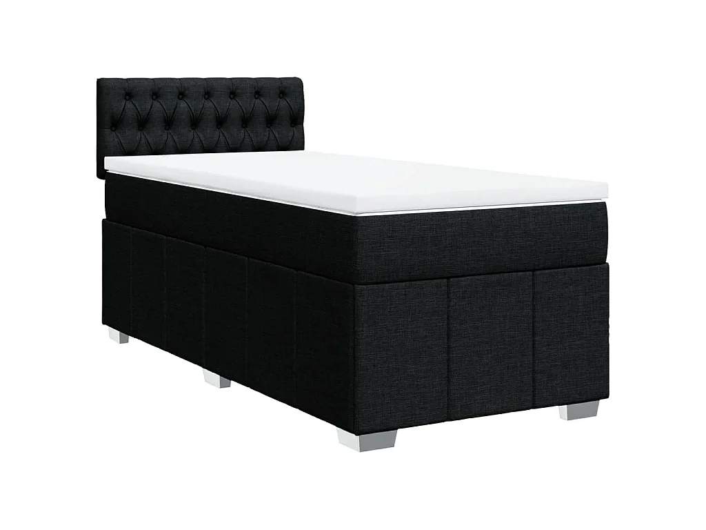 Boxspring met matras stof zwart 90x190 cm