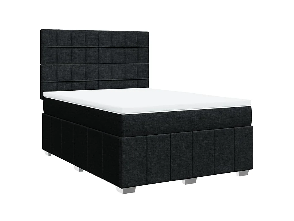 Boxspring met matras stof zwart 140x200 cm