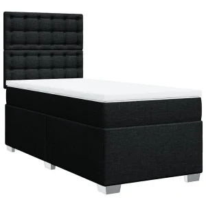 Boxspring met matras stof zwart 80×200 cm Boxspring met matras stof zwart 80×200 cm