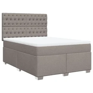 Boxspring met matras stof taupe 140×190 cm