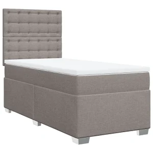 Boxspring met matras stof taupe 80×200 cm