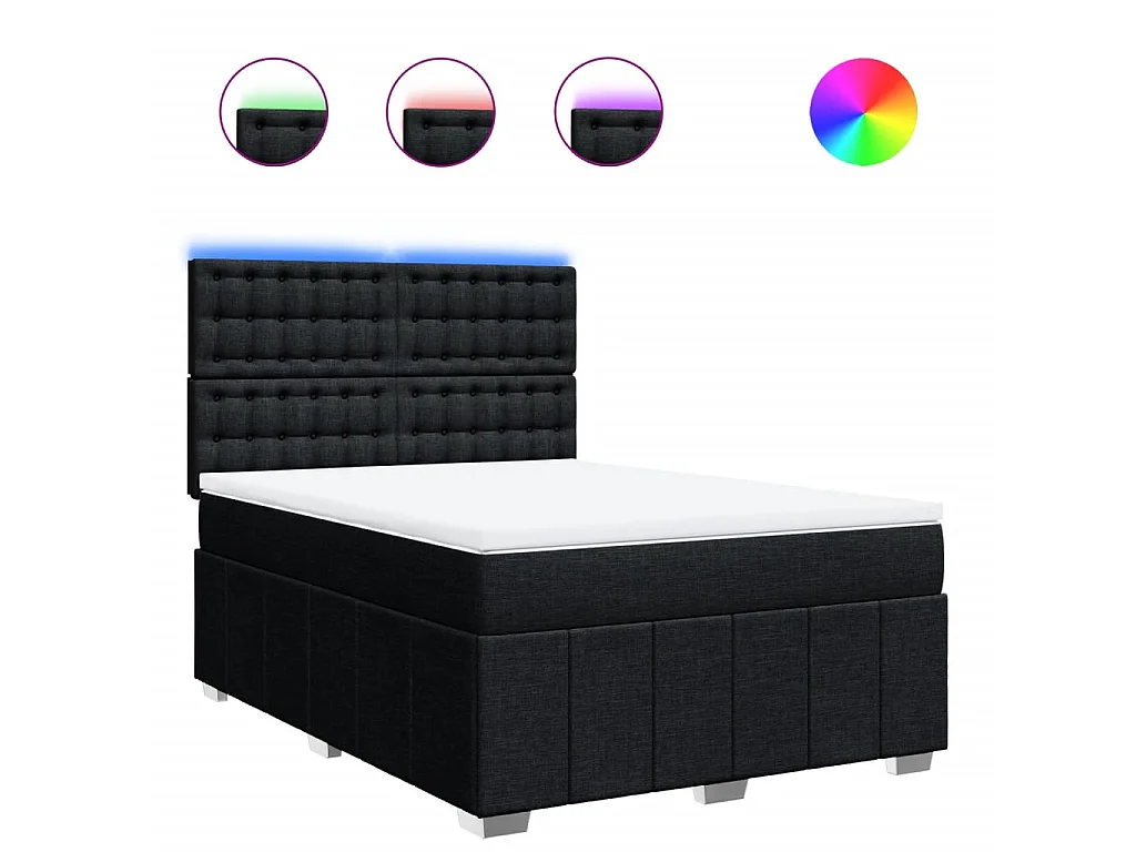 Boxspring met matras stof zwart 140x200 cm