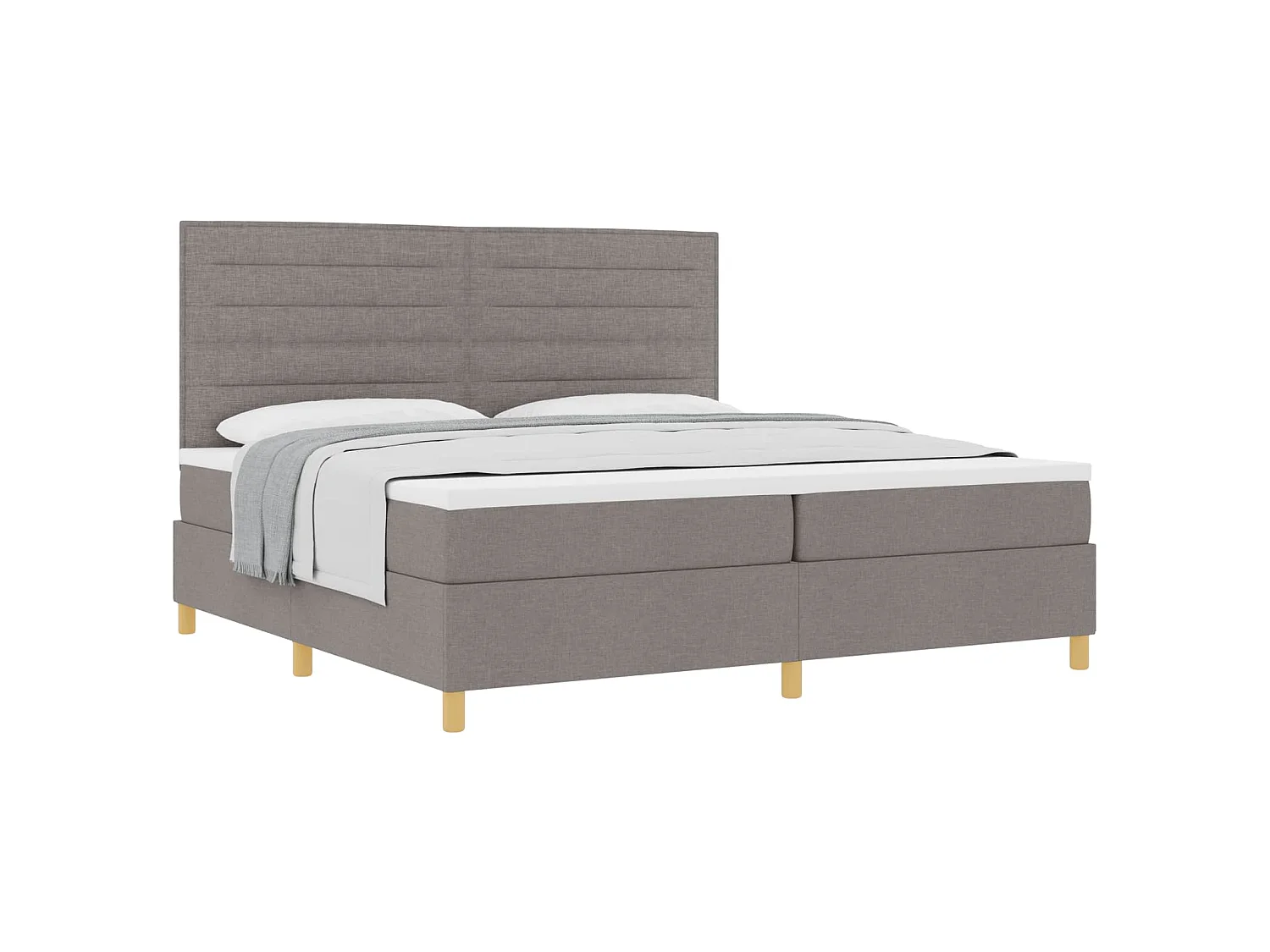 Boxspringbed met matras met hoofdeinde Taupe 200 x 200 cm Stof