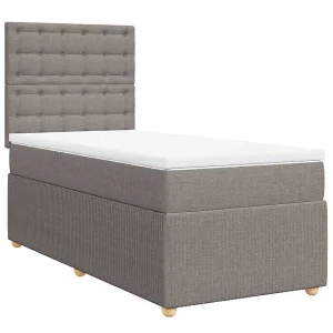 Boxspring met matras stof taupe 80×200 cm Boxspring met matras stof taupe 80×200 cm