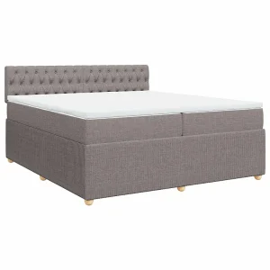 Boxspring met matras stof taupe 200×200 cm