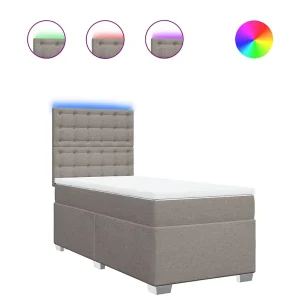 Boxspring met matras stof taupe 100×200 cm
