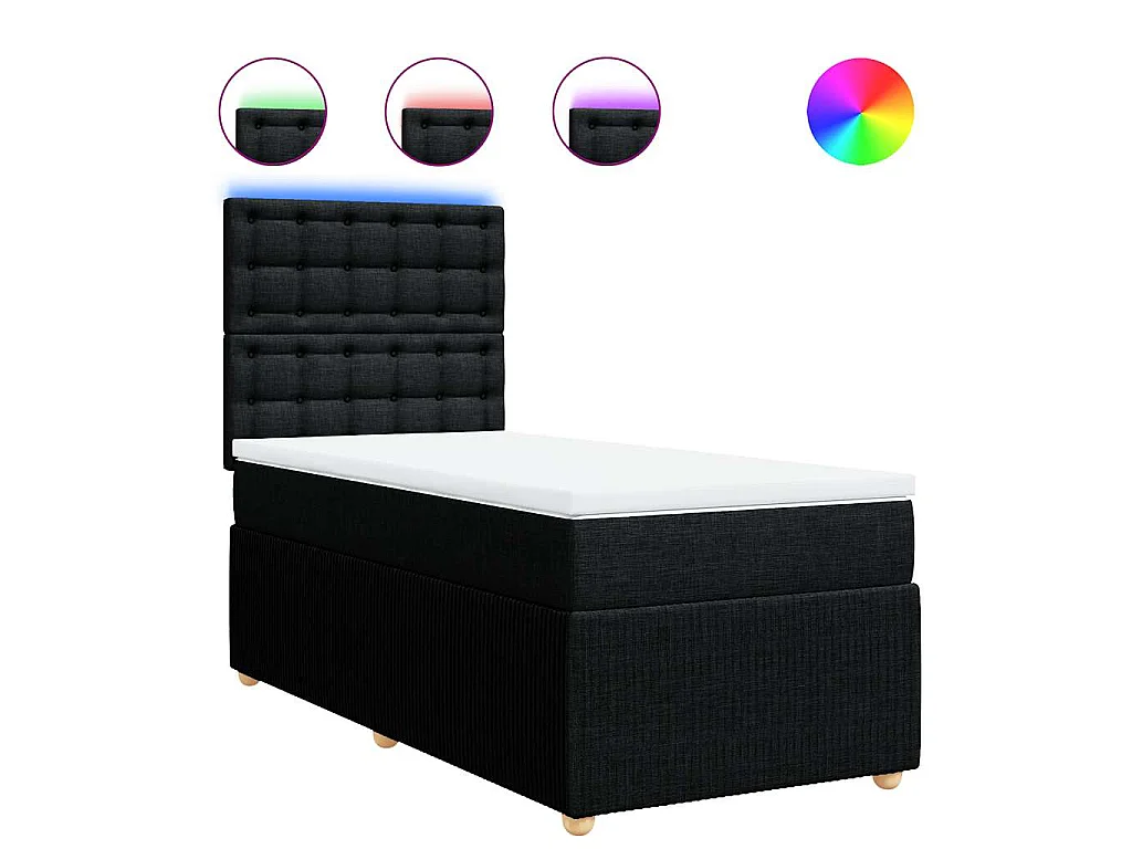 Boxspring met matras stof zwart 90x190 cm