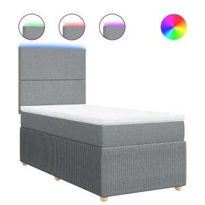 Boxspring met matras stof lichtgrijs 90×190 cm Boxspring met matras stof lichtgrijs 90×190 cm