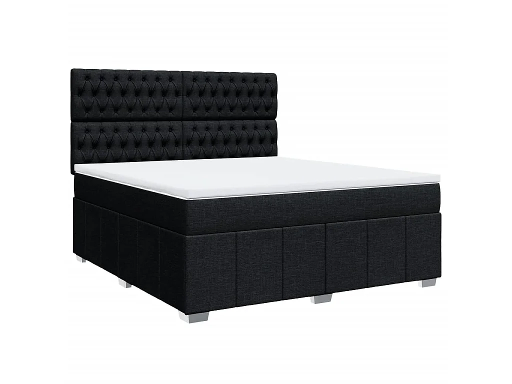 Boxspring met matras stof zwart 180x200 cm