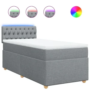 Boxspring met matras stof lichtgrijs 90×200 cm Boxspring met matras stof lichtgrijs 90×200 cm