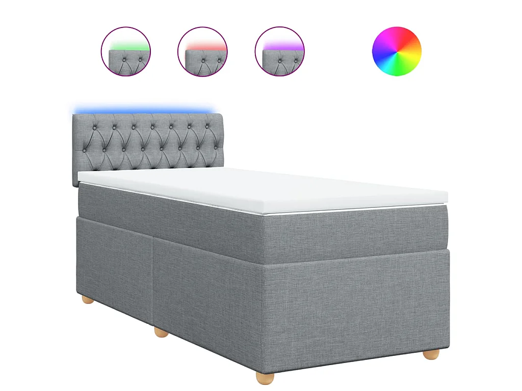 Boxspring met matras stof lichtgrijs 90x200 cm