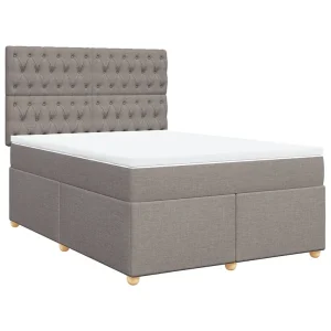 Boxspring met matras stof taupe 140×200 cm Boxspring met matras stof taupe 140×200 cm