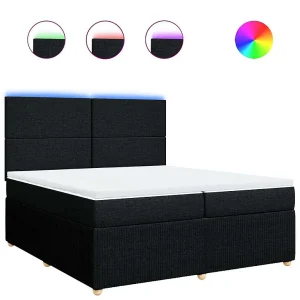 Boxspring met matras stof zwart 200×200 cm Boxspring met matras stof zwart 200×200 cm