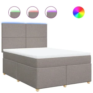 Boxspring met matras stof taupe 140×200 cm