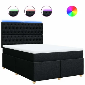 Boxspring met matras stof zwart 160×200 cm Boxspring met matras stof zwart 160×200 cm