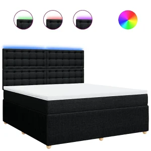 Boxspring met matras stof zwart 180×200 cm