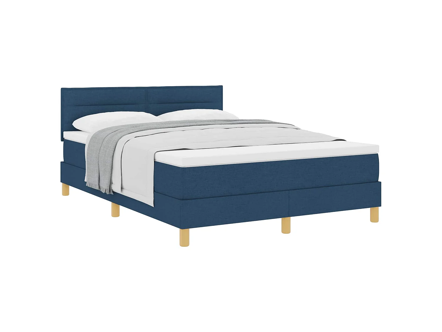 Boxspringbed met kussen met hoofdeinde Blauw 140 x 190 cm Stof