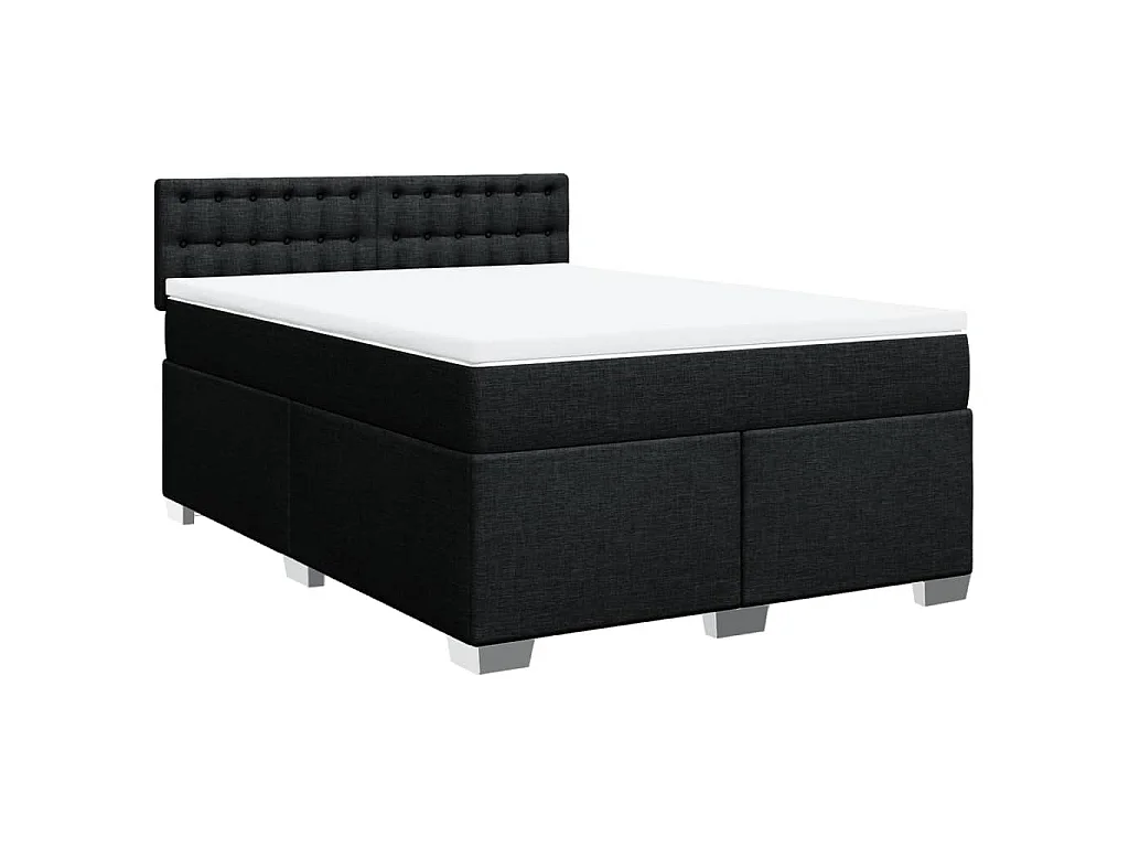 Boxspring met matras stof zwart 140x200 cm