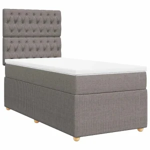 Boxspring met matras stof taupe 90×190 cm Boxspring met matras stof taupe 90×190 cm