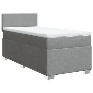Boxspring met matras stof lichtgrijs 90×200 cm
