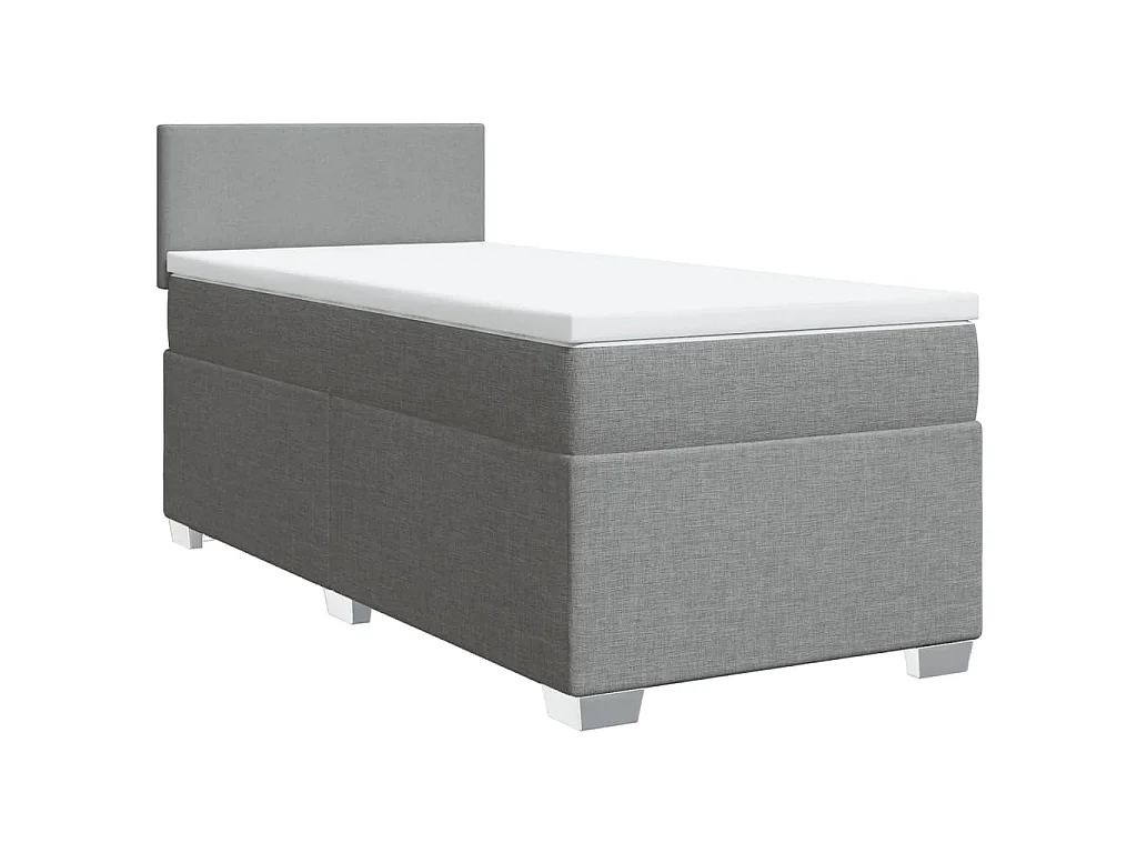 Boxspring met matras stof lichtgrijs 90x200 cm