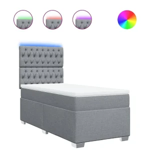 Boxspring met matras stof lichtgrijs 90×200 cm