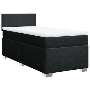 Boxspring met matras stof zwart 90×200 cm Boxspring met matras stof zwart 90×200 cm