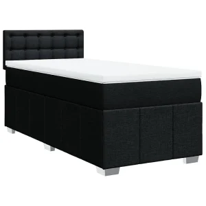 Boxspring met matras stof zwart 90×190 cm Boxspring met matras stof zwart 90×190 cm